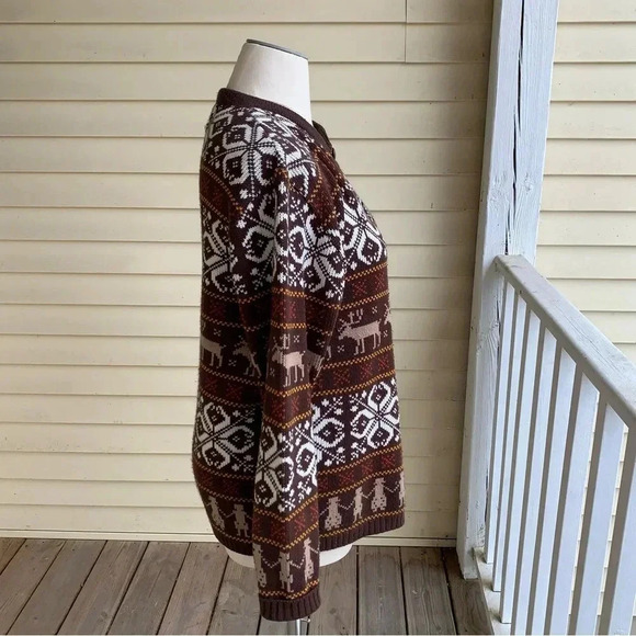 Vintage Jersild DuPont Orlon Men’s XL Cardigan Sweater Brown Nordic Moose 1950s - Picture 11 of 14